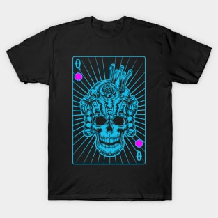 Queen of Spades Blue Skull T-Shirt